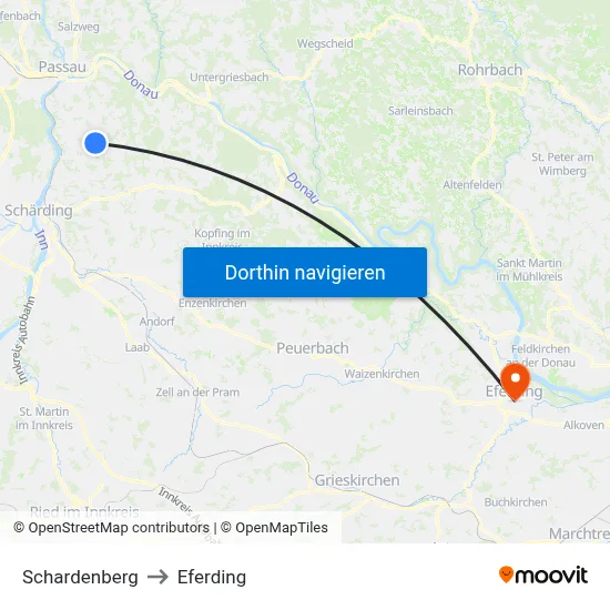 Schardenberg to Eferding map