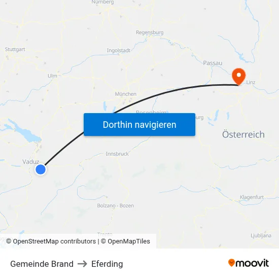 Gemeinde Brand to Eferding map