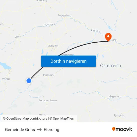 Gemeinde Grins to Eferding map