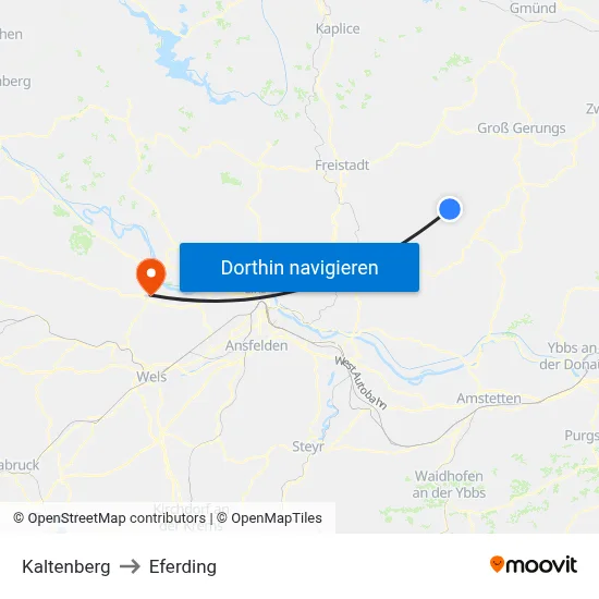 Kaltenberg to Eferding map