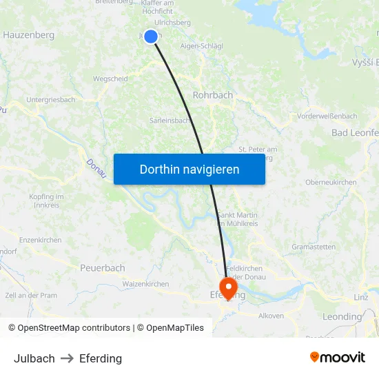 Julbach to Eferding map