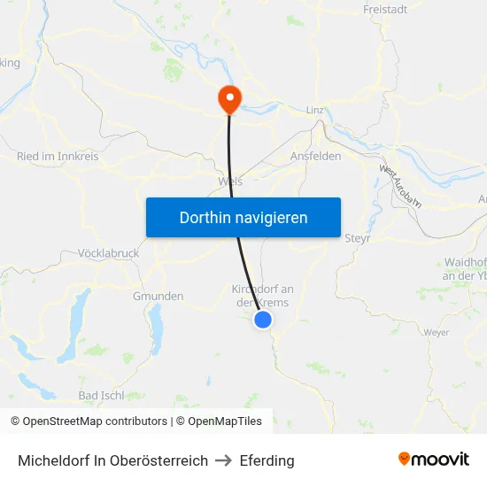 Micheldorf In Oberösterreich to Eferding map