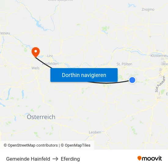 Gemeinde Hainfeld to Eferding map