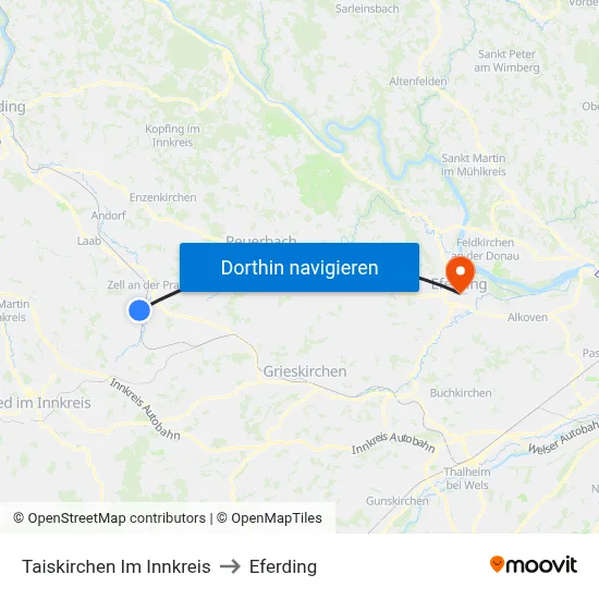 Taiskirchen Im Innkreis to Eferding map