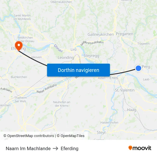 Naarn Im Machlande to Eferding map