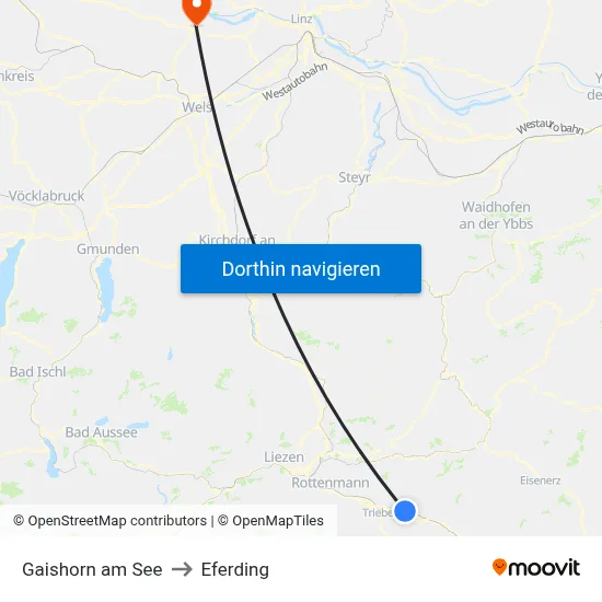 Gaishorn am See to Eferding map