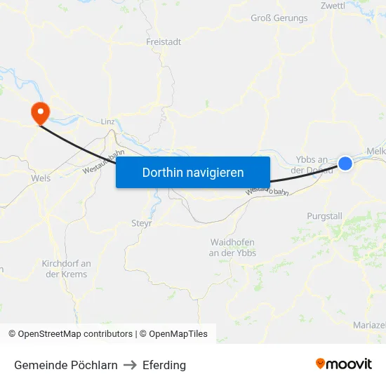 Gemeinde Pöchlarn to Eferding map