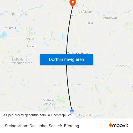 Steindorf am Ossiacher See to Eferding map
