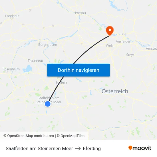 Saalfelden am Steinernen Meer to Eferding map