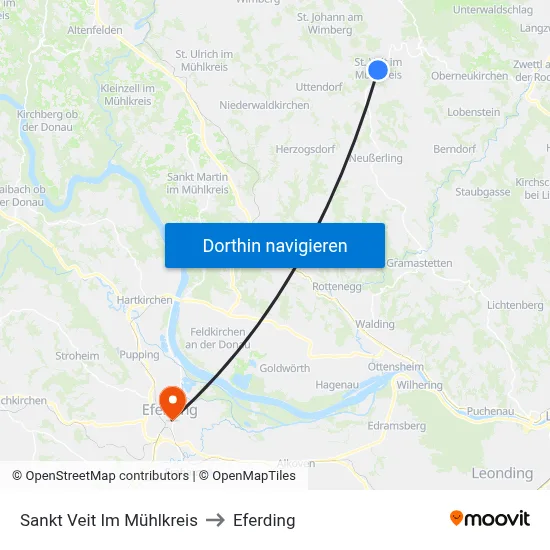 Sankt Veit Im Mühlkreis to Eferding map