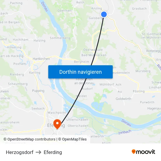 Herzogsdorf to Eferding map