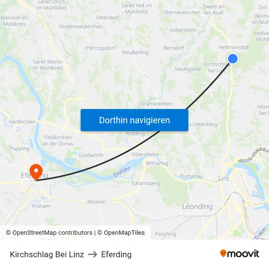 Kirchschlag Bei Linz to Eferding map