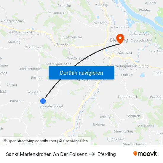 Sankt Marienkirchen An Der Polsenz to Eferding map