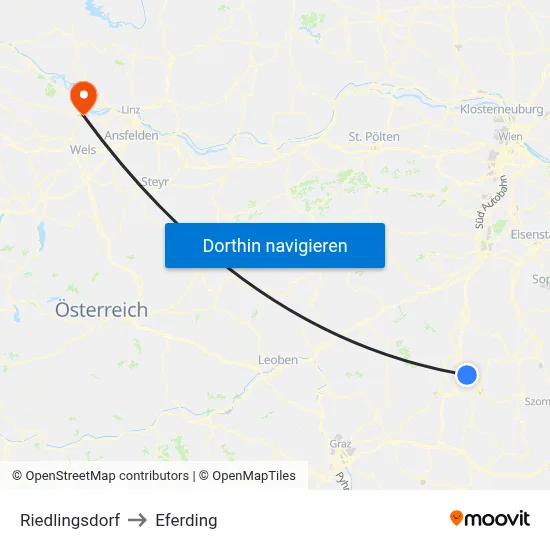 Riedlingsdorf to Eferding map