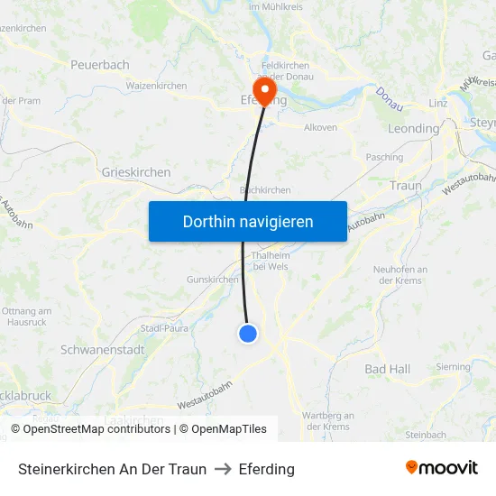 Steinerkirchen An Der Traun to Eferding map