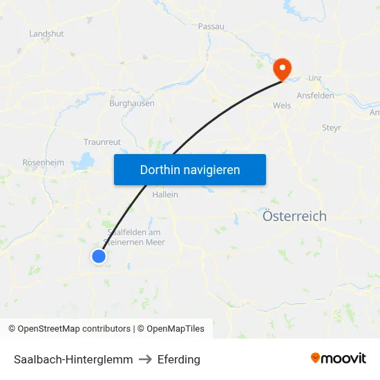 Saalbach-Hinterglemm to Eferding map