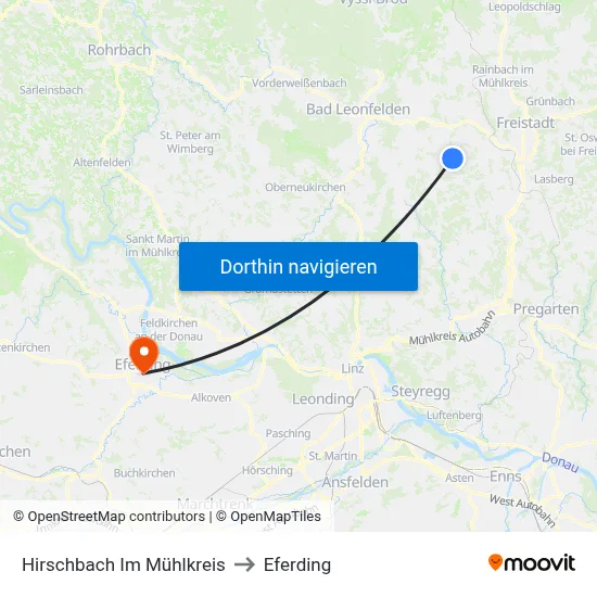 Hirschbach Im Mühlkreis to Eferding map
