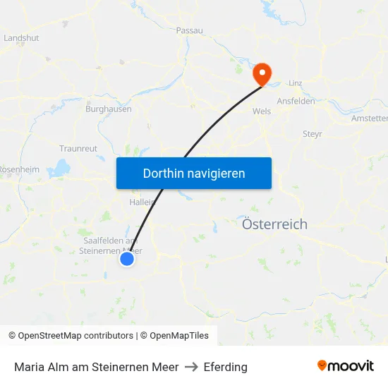 Maria Alm am Steinernen Meer to Eferding map