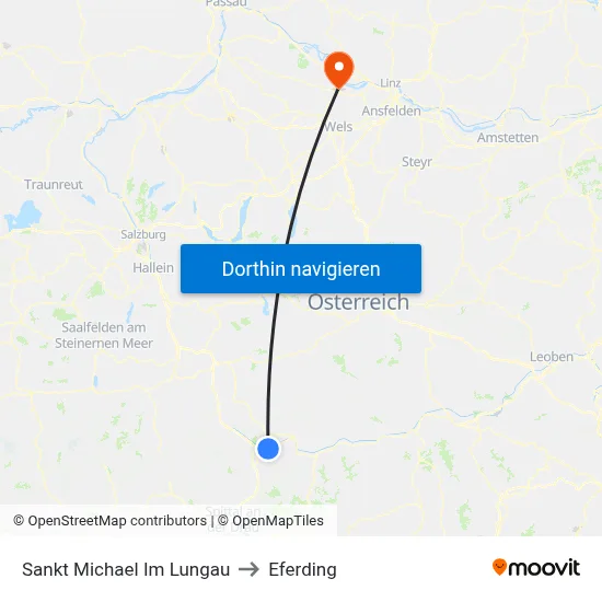 Sankt Michael Im Lungau to Eferding map