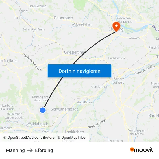 Manning to Eferding map