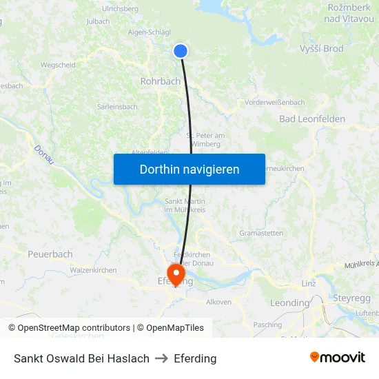 Sankt Oswald Bei Haslach to Eferding map