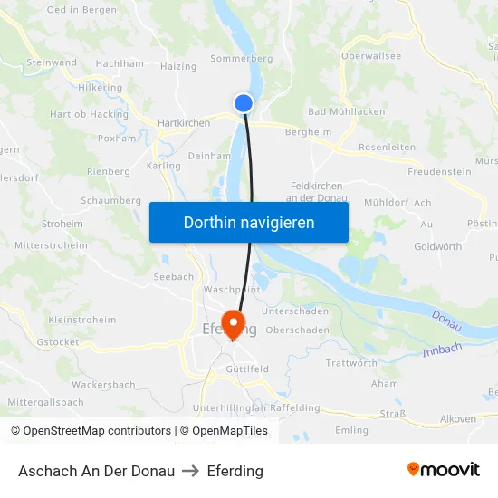 Aschach An Der Donau to Eferding map
