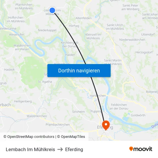 Lembach Im Mühlkreis to Eferding map
