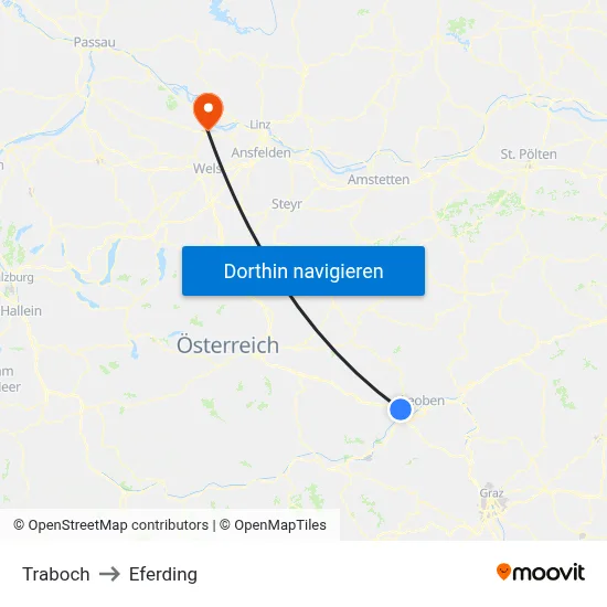 Traboch to Eferding map