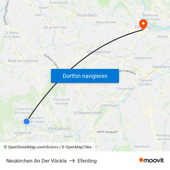 Neukirchen An Der Vöckla to Eferding map