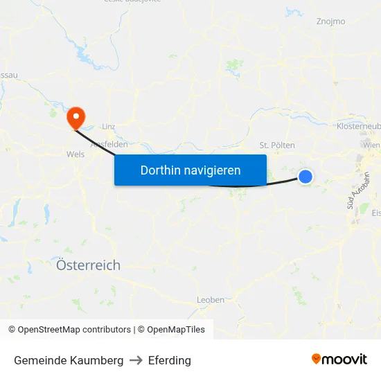Gemeinde Kaumberg to Eferding map
