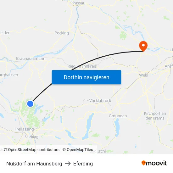 Nußdorf am Haunsberg to Eferding map