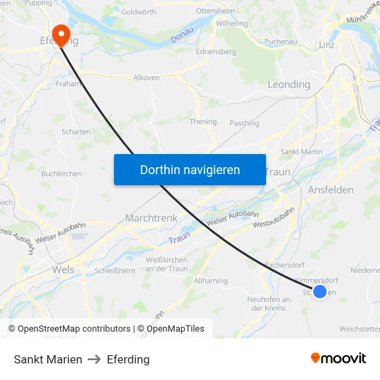 Sankt Marien to Eferding map
