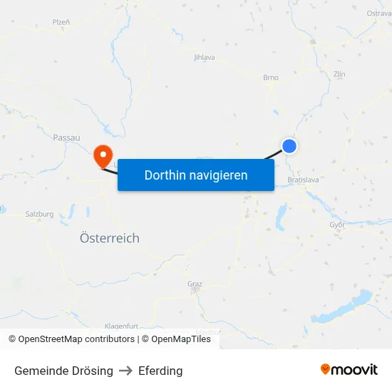 Gemeinde Drösing to Eferding map