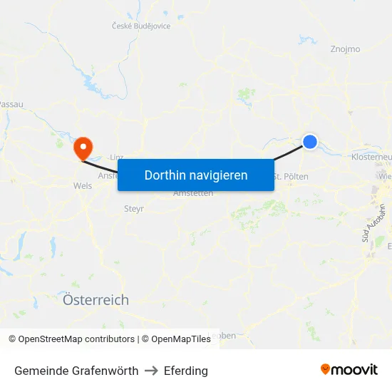 Gemeinde Grafenwörth to Eferding map