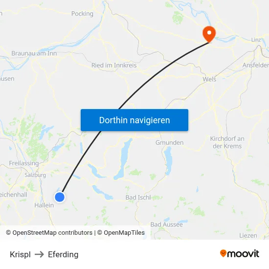 Krispl to Eferding map