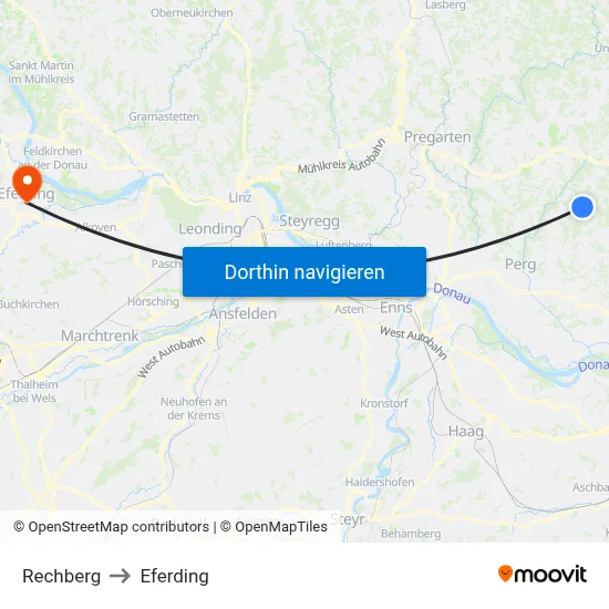 Rechberg to Eferding map