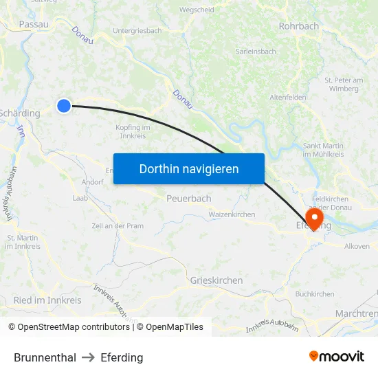 Brunnenthal to Eferding map