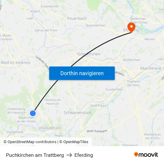 Puchkirchen am Trattberg to Eferding map