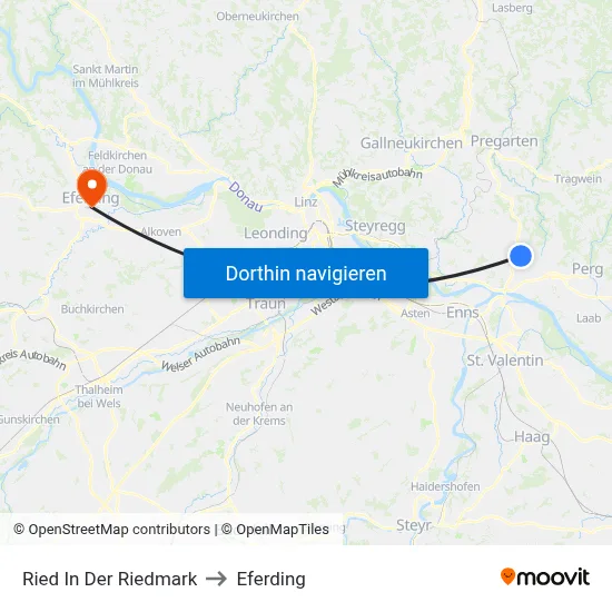Ried In Der Riedmark to Eferding map