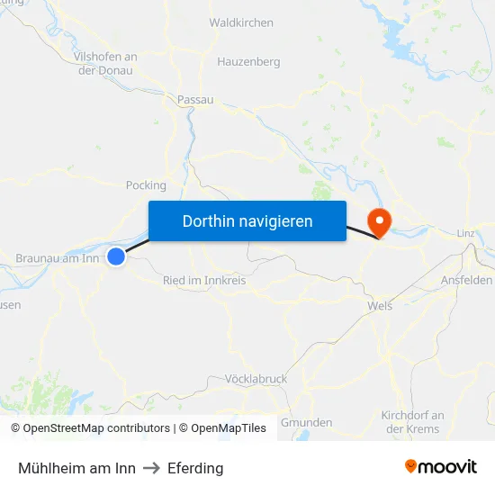 Mühlheim am Inn to Eferding map