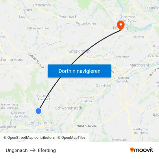 Ungenach to Eferding map