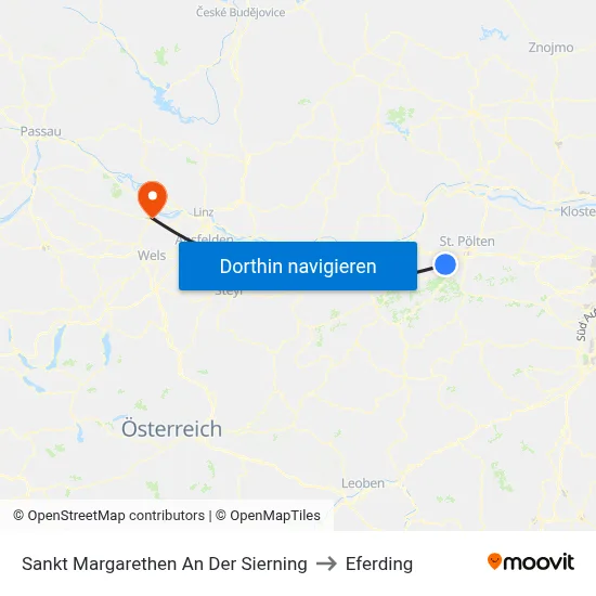 Sankt Margarethen An Der Sierning to Eferding map