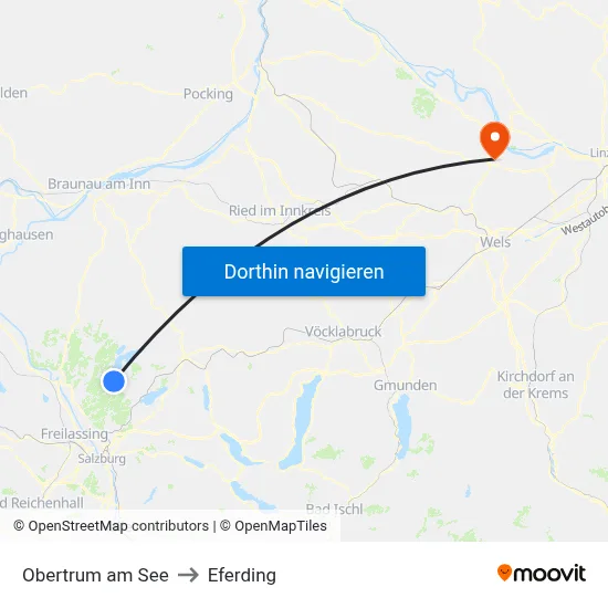 Obertrum am See to Eferding map
