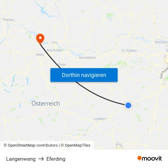 Langenwang to Eferding map