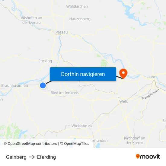 Geinberg to Eferding map