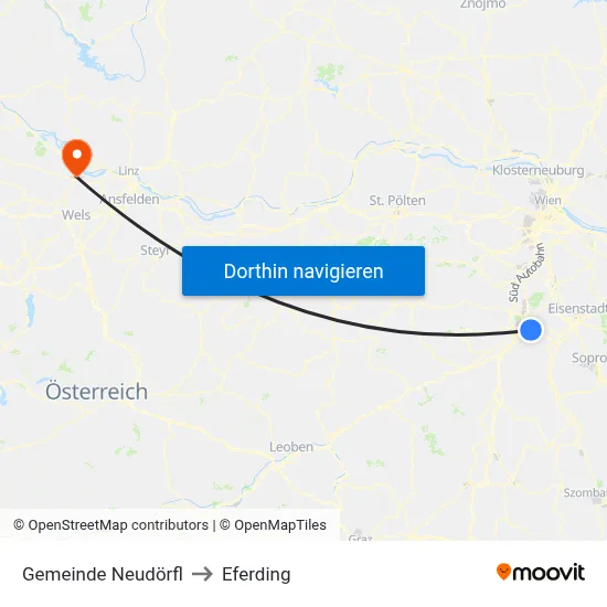 Gemeinde Neudörfl to Eferding map
