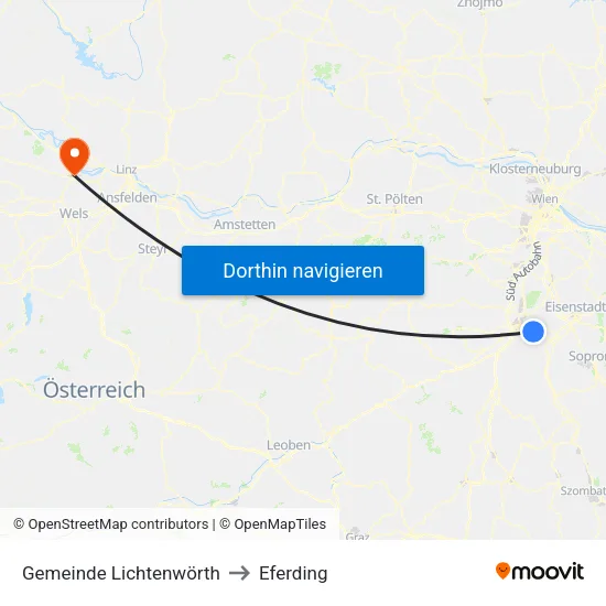 Gemeinde Lichtenwörth to Eferding map