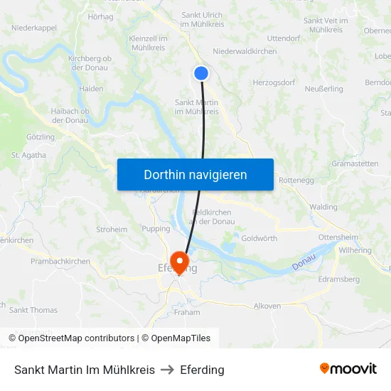 Sankt Martin Im Mühlkreis to Eferding map