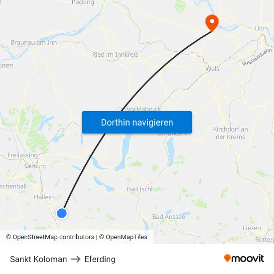 Sankt Koloman to Eferding map