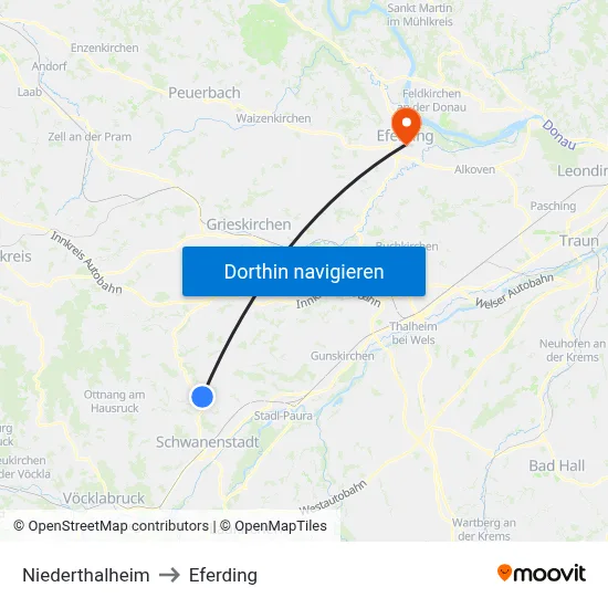 Niederthalheim to Eferding map